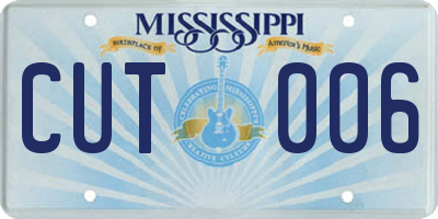 MS license plate CUT006