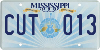 MS license plate CUT013