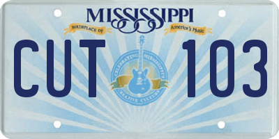 MS license plate CUT103
