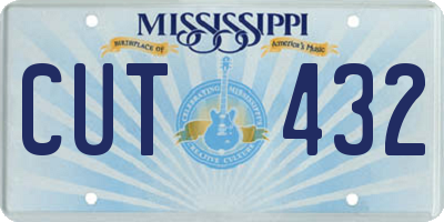 MS license plate CUT432