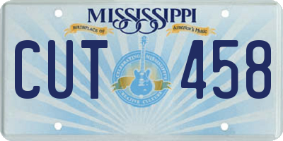 MS license plate CUT458