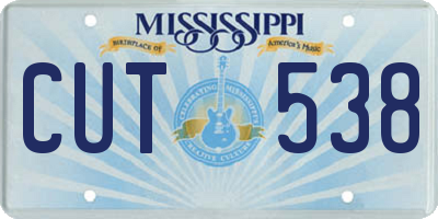 MS license plate CUT538