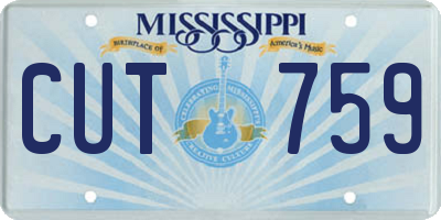 MS license plate CUT759