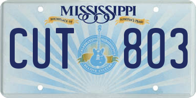 MS license plate CUT803