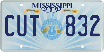 MS license plate CUT832