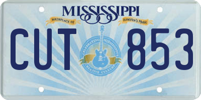 MS license plate CUT853