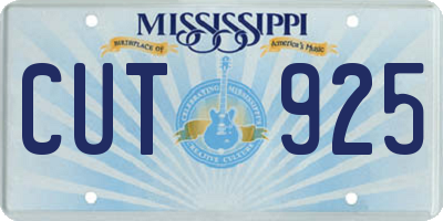 MS license plate CUT925