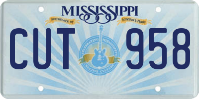 MS license plate CUT958