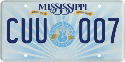 MS license plate CUU007