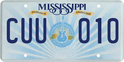 MS license plate CUU010