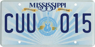 MS license plate CUU015