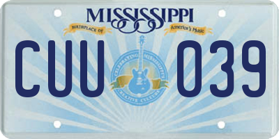 MS license plate CUU039
