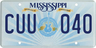 MS license plate CUU040