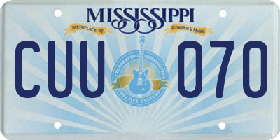 MS license plate CUU070