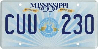 MS license plate CUU230