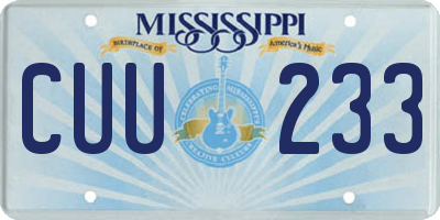 MS license plate CUU233