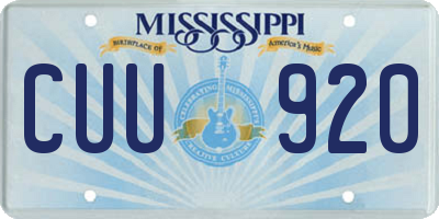 MS license plate CUU920