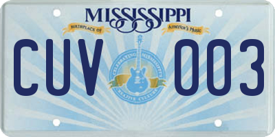 MS license plate CUV003