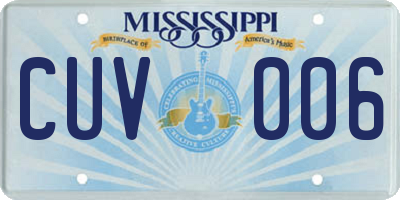 MS license plate CUV006