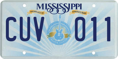 MS license plate CUV011