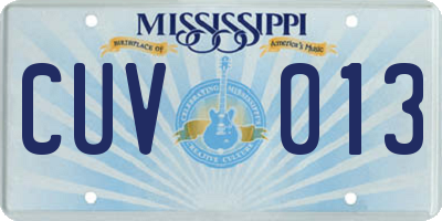 MS license plate CUV013