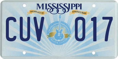 MS license plate CUV017