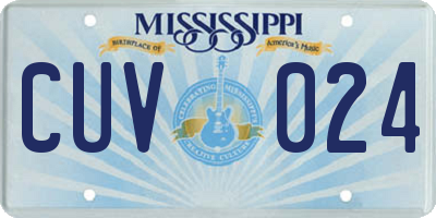 MS license plate CUV024