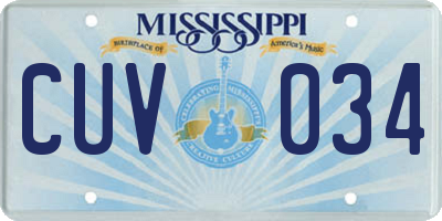 MS license plate CUV034