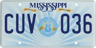 MS license plate CUV036