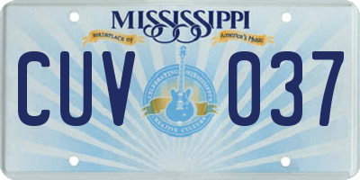 MS license plate CUV037