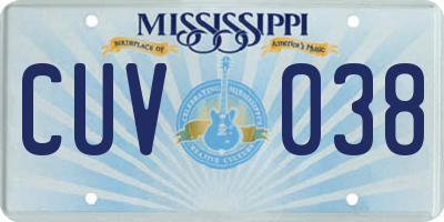 MS license plate CUV038