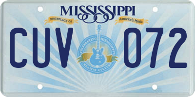 MS license plate CUV072