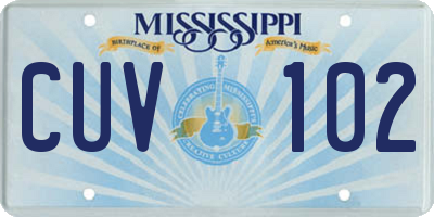 MS license plate CUV102