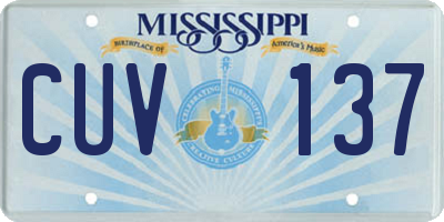 MS license plate CUV137