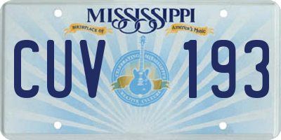 MS license plate CUV193