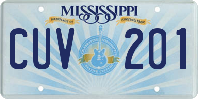 MS license plate CUV201