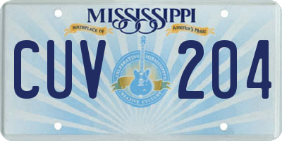 MS license plate CUV204
