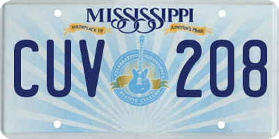 MS license plate CUV208