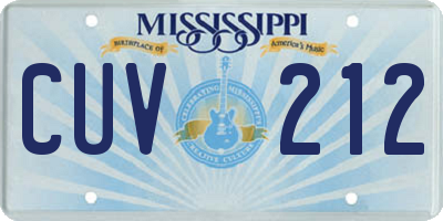 MS license plate CUV212