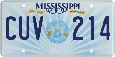 MS license plate CUV214