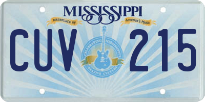 MS license plate CUV215