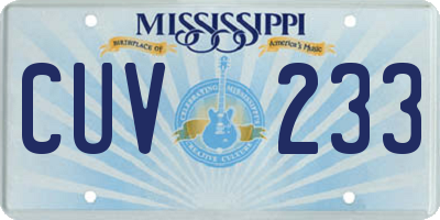 MS license plate CUV233