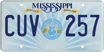 MS license plate CUV257