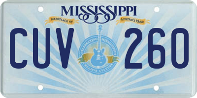 MS license plate CUV260