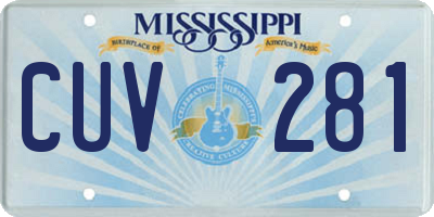MS license plate CUV281