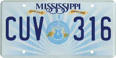 MS license plate CUV316