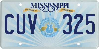 MS license plate CUV325