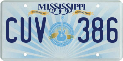 MS license plate CUV386