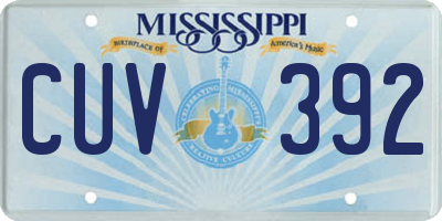 MS license plate CUV392