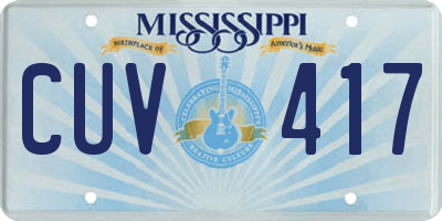 MS license plate CUV417
